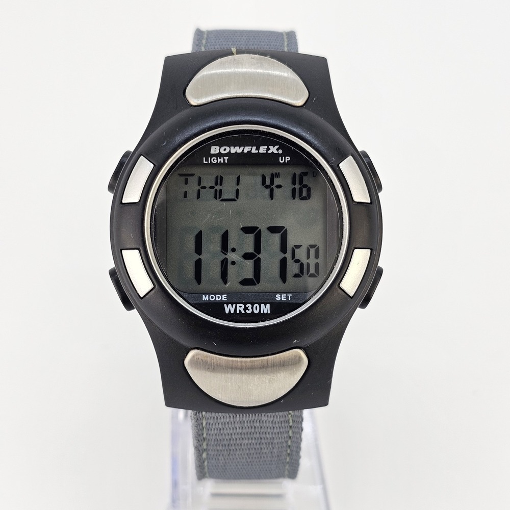 Bowflex‎ Digital Fitness Men's Watch 42MM New Gray Canvas Bands New Battery